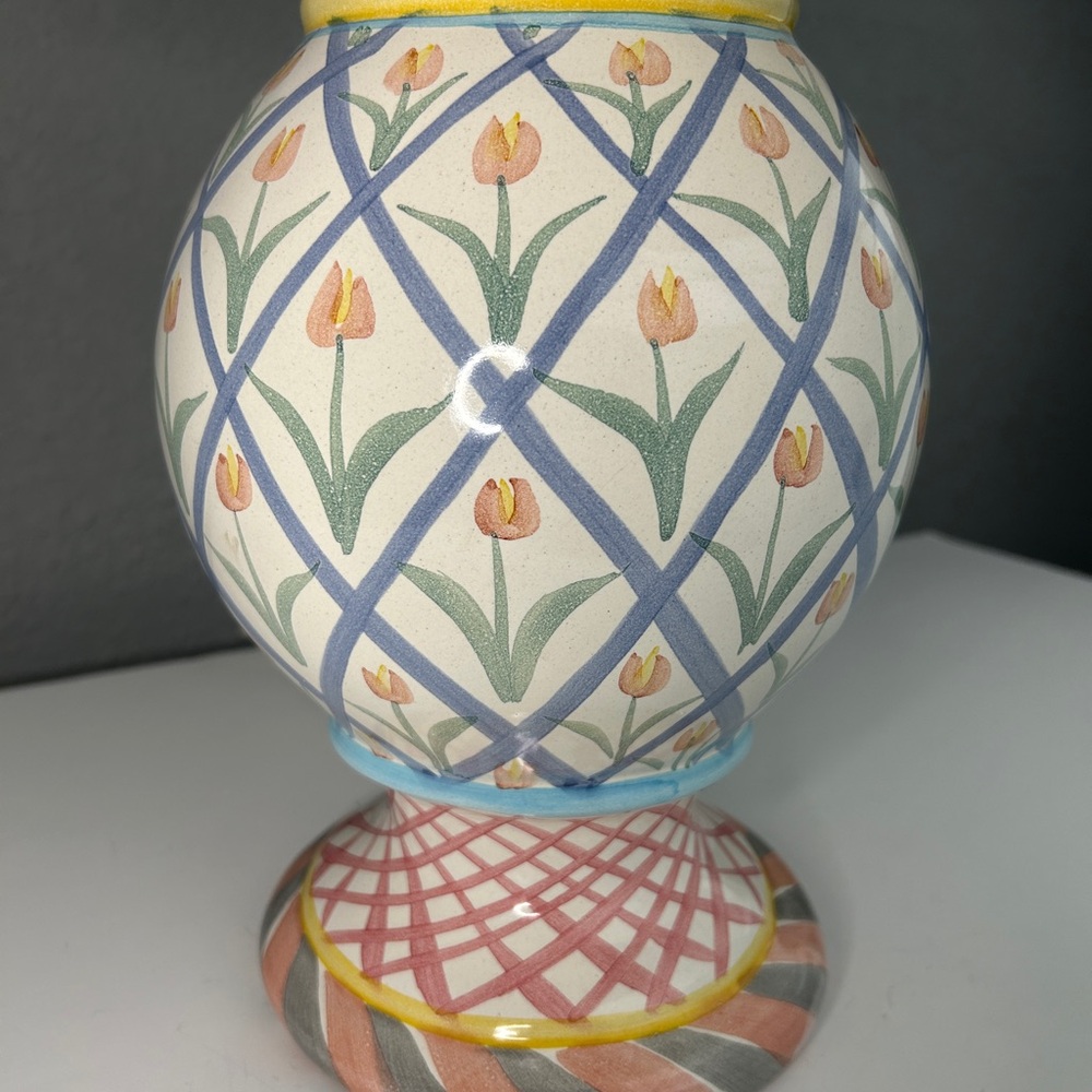 Vintage Bearded Iris Mackenzie Childs Table Lamp Cottagecore 1994 Whimsical - Picture 4 of 11